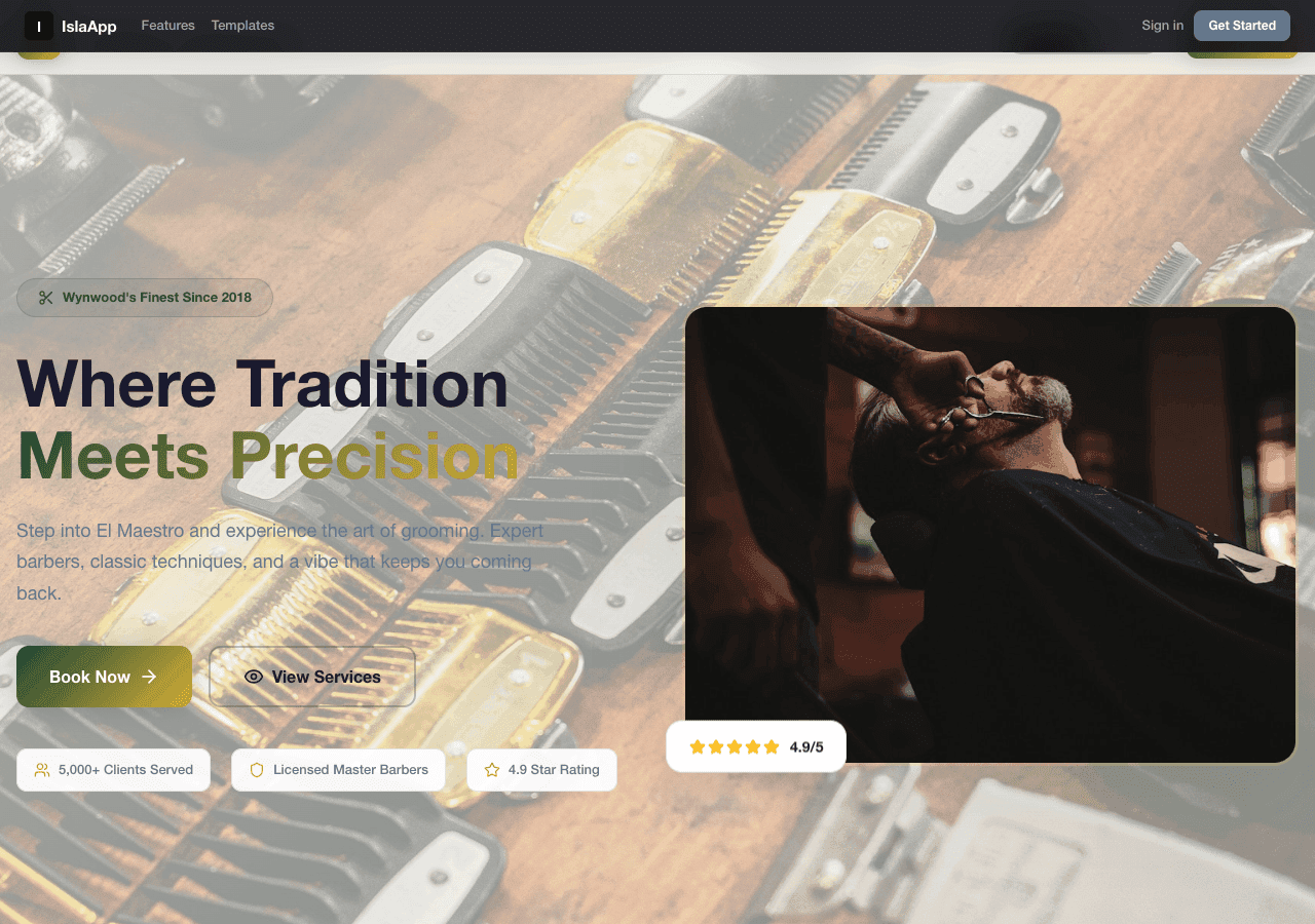AI editor customizing a barber shop template
