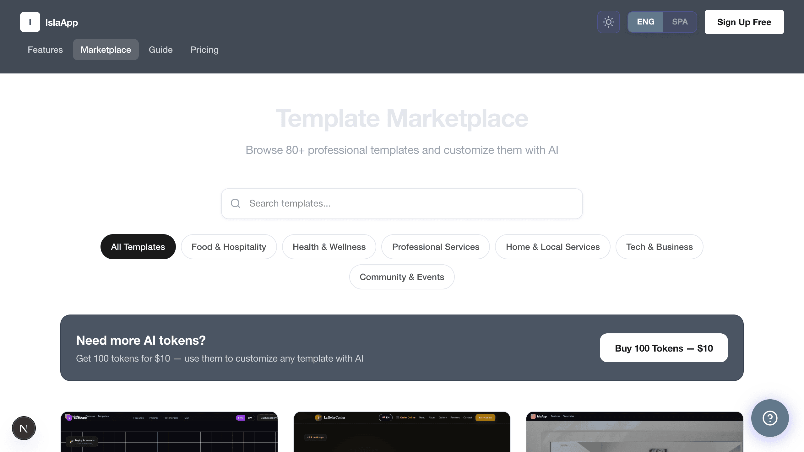 IslaApp template marketplace
